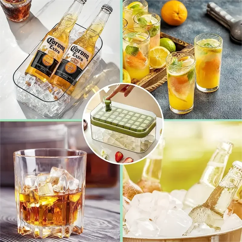 【Hot sales】2 Packs, Ice Cube Tray With Lid And Bin, Ice Cube Trays For Freezer, 64 Cavity Ice Cube Mold Ice Cube Trays