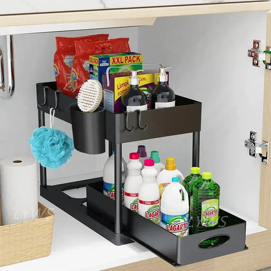 Under Sink Organizer With Sliding Drawer