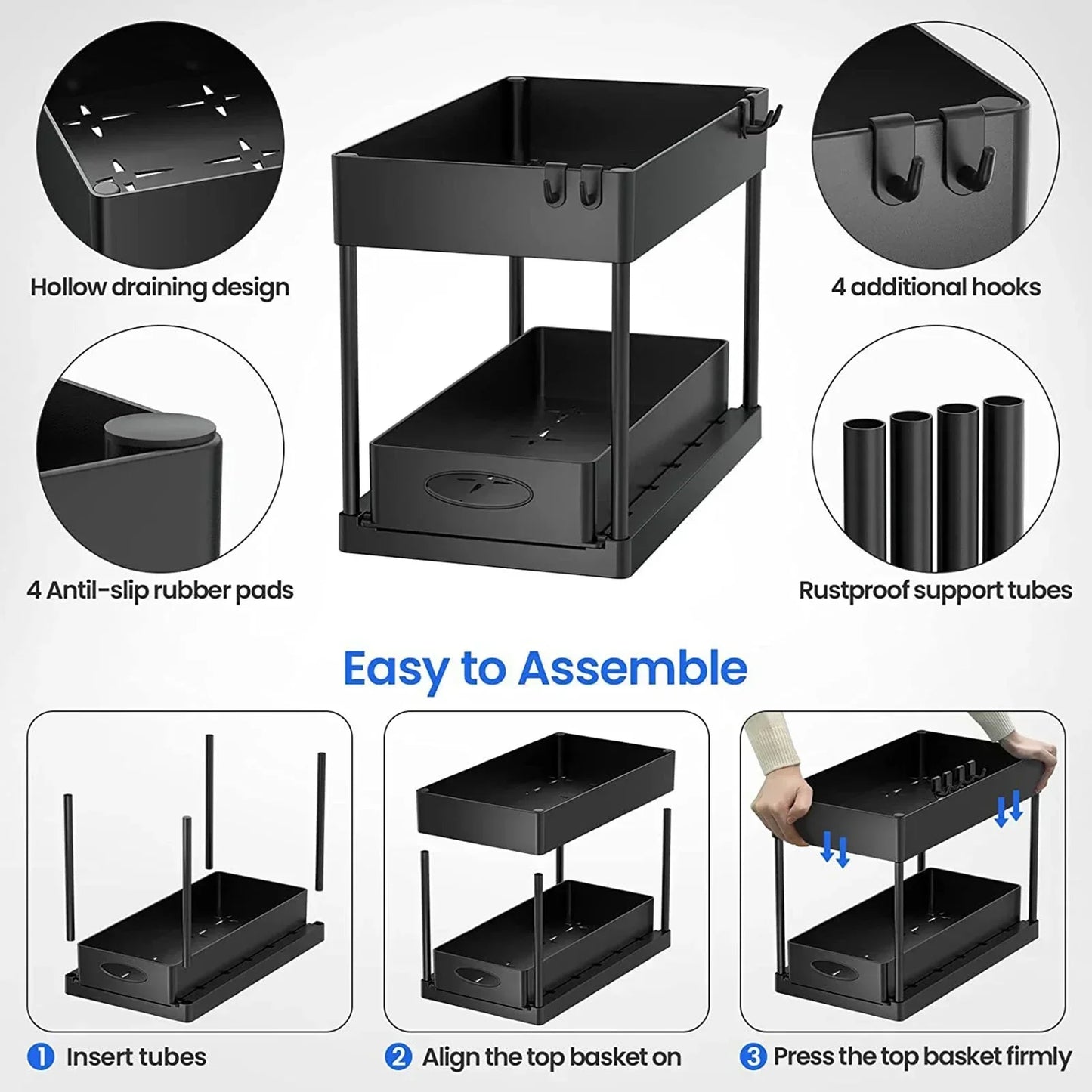 Under Sink Organizer With Sliding Drawer