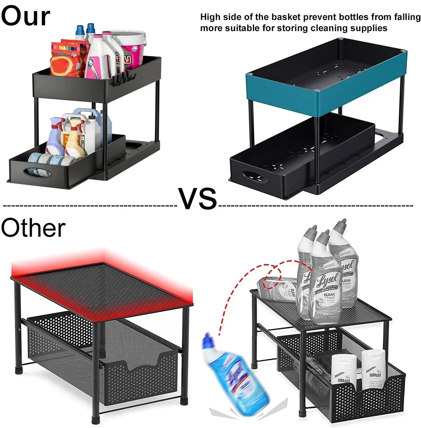 Under Sink Organizer With Sliding Drawer