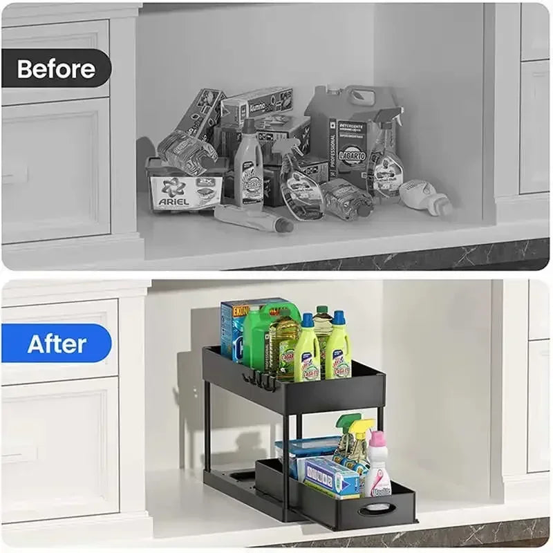 Under Sink Organizer With Sliding Drawer