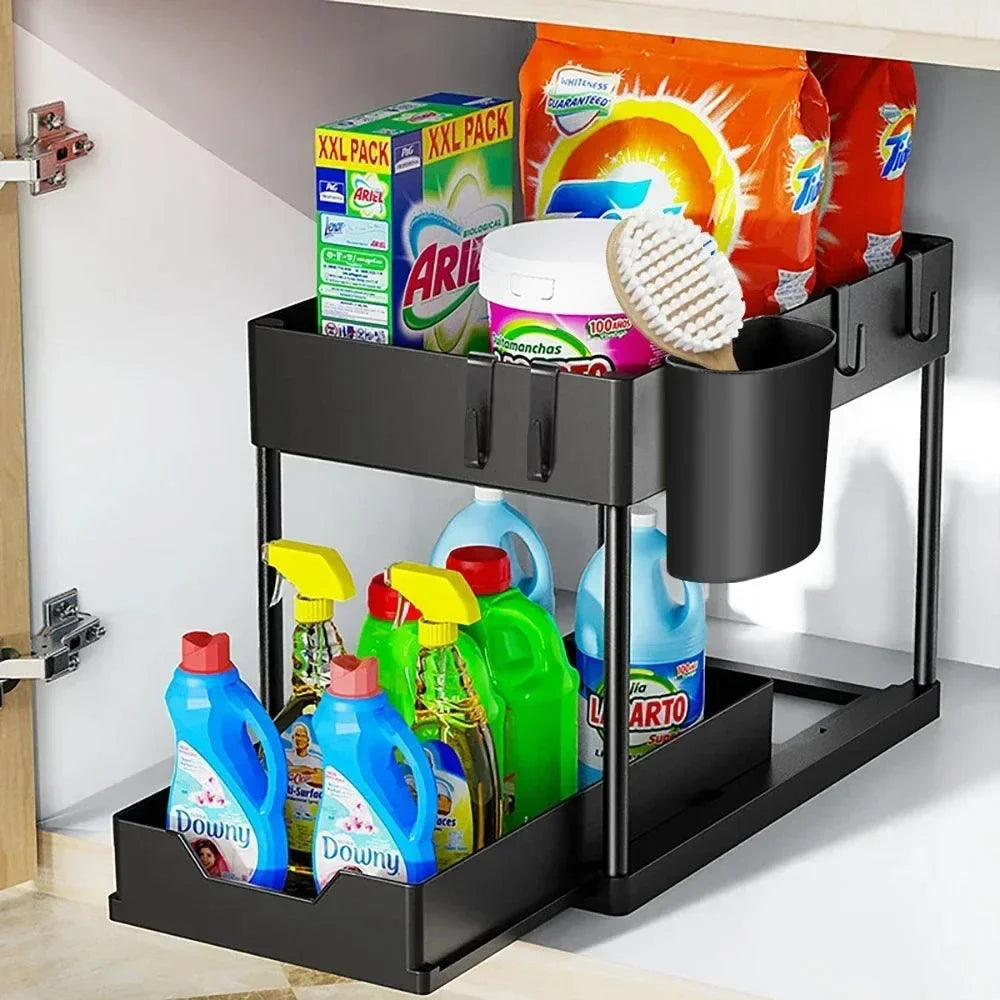 Under Sink Organizer With Sliding Drawer