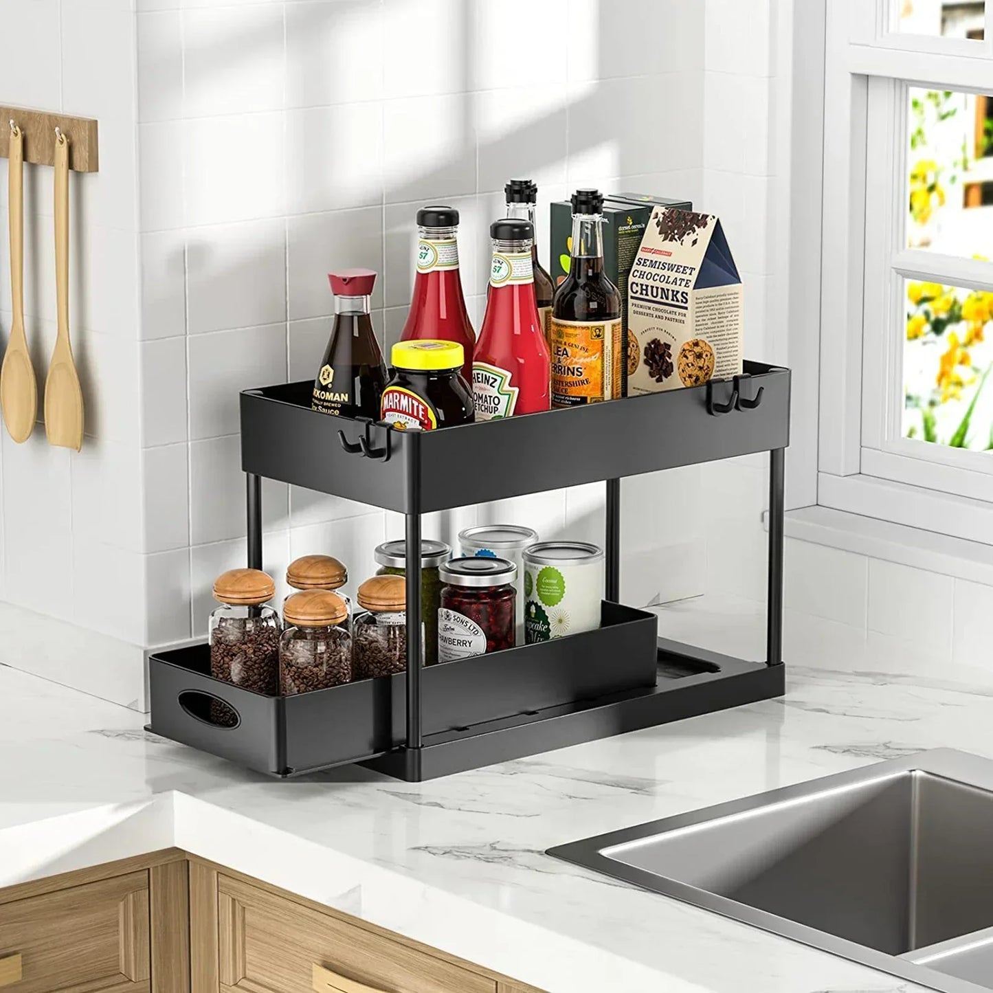 Under Sink Organizer With Sliding Drawer