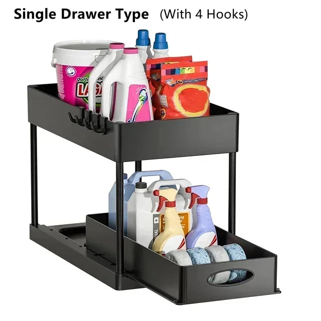 Under Sink Organizer With Sliding Drawer