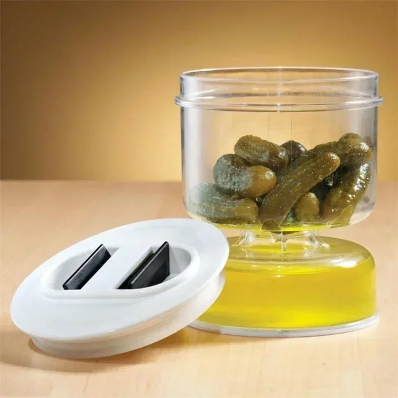 Sealed Jar for Pickle Home Wet and Dry Separation Pickle Jar with Flip Container and Strainer Hourglass Design Olives Container