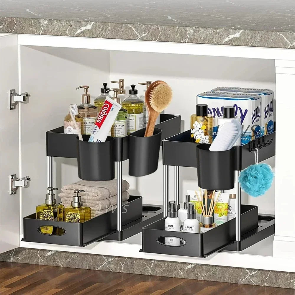 Under Sink Organizer With Sliding Drawer