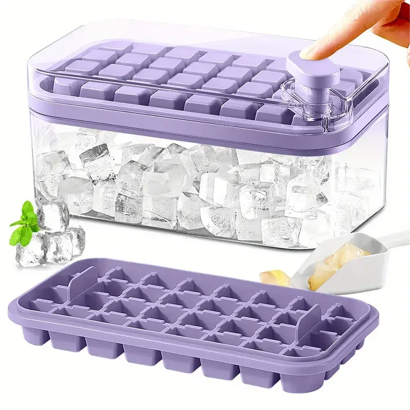 【Hot sales】2 Packs, Ice Cube Tray With Lid And Bin, Ice Cube Trays For Freezer, 64 Cavity Ice Cube Mold Ice Cube Trays