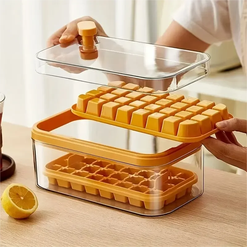 【Hot sales】2 Packs, Ice Cube Tray With Lid And Bin, Ice Cube Trays For Freezer, 64 Cavity Ice Cube Mold Ice Cube Trays