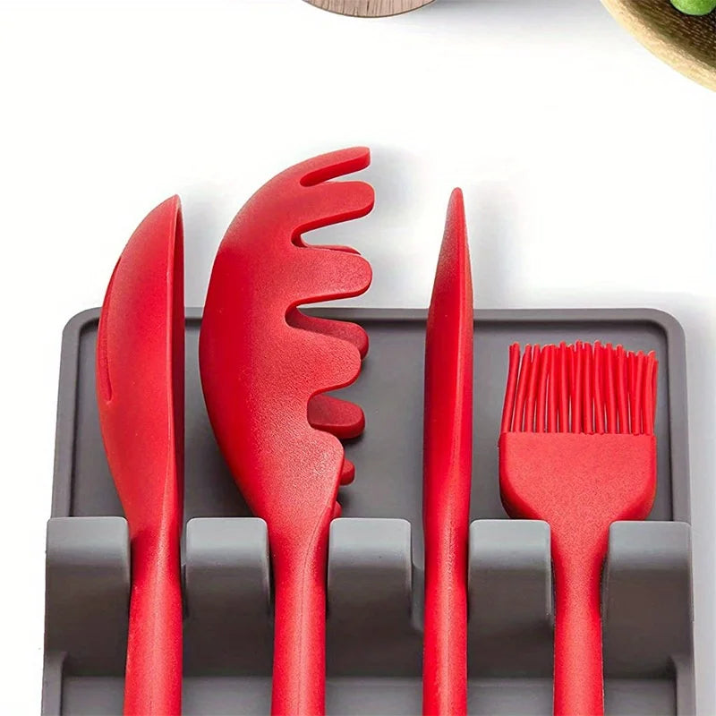 Silicone Tableware Drying Kitchen Utensil Rack Rest Holders Fork Spatula Multifunctional Shelf Organizer Non-Slip Storage Pad