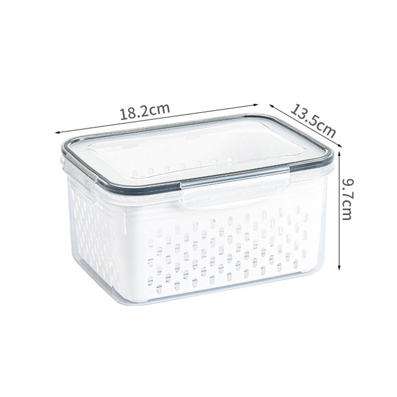 Refrigerator Storage Box with Drain Basket