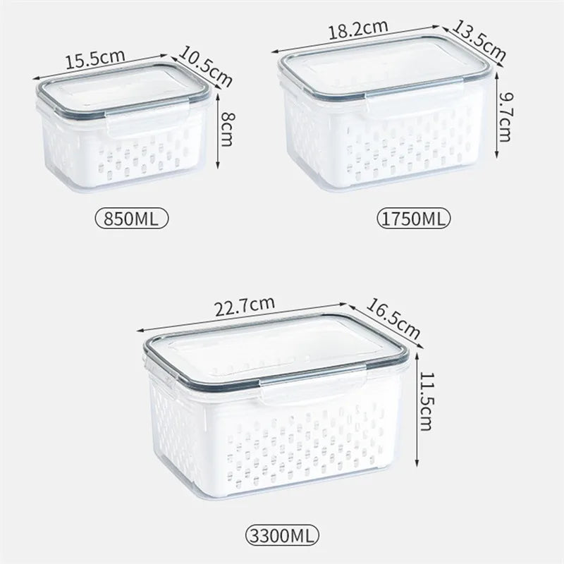 Refrigerator Storage Box with Drain Basket