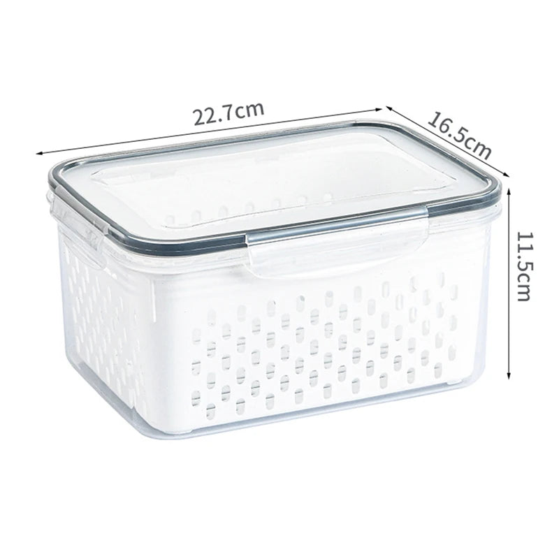 Refrigerator Storage Box with Drain Basket