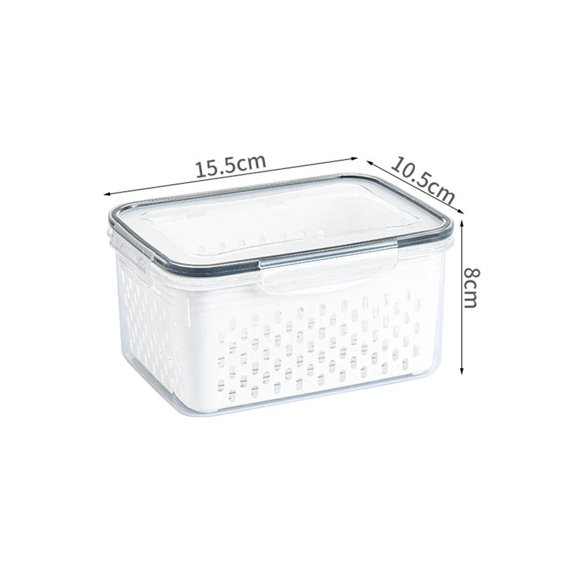 Refrigerator Storage Box with Drain Basket