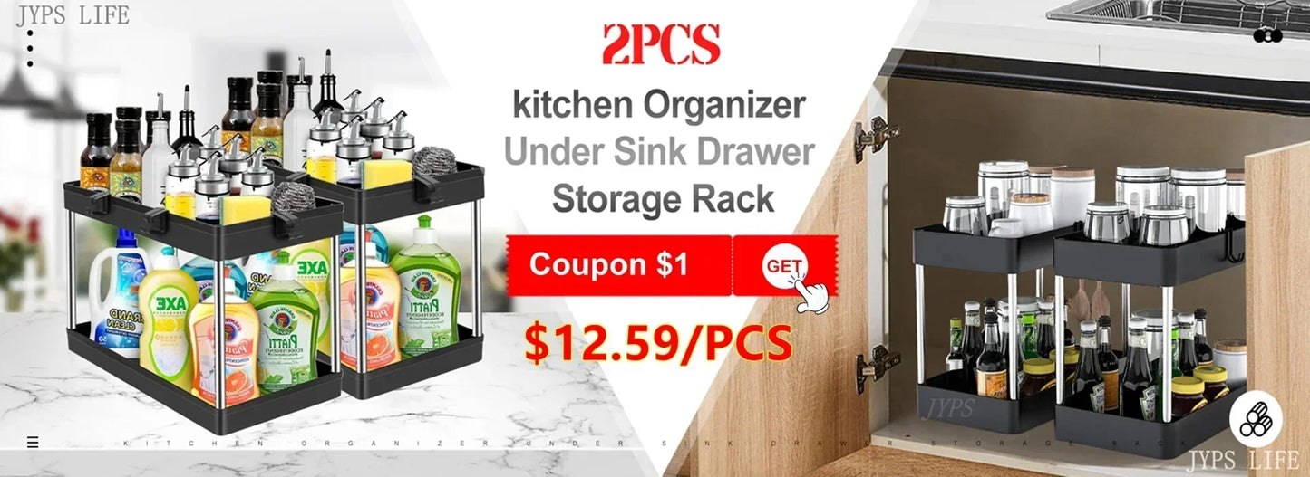 Under Sink Organizer With Sliding Drawer