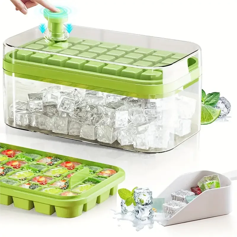 【Hot sales】2 Packs, Ice Cube Tray With Lid And Bin, Ice Cube Trays For Freezer, 64 Cavity Ice Cube Mold Ice Cube Trays