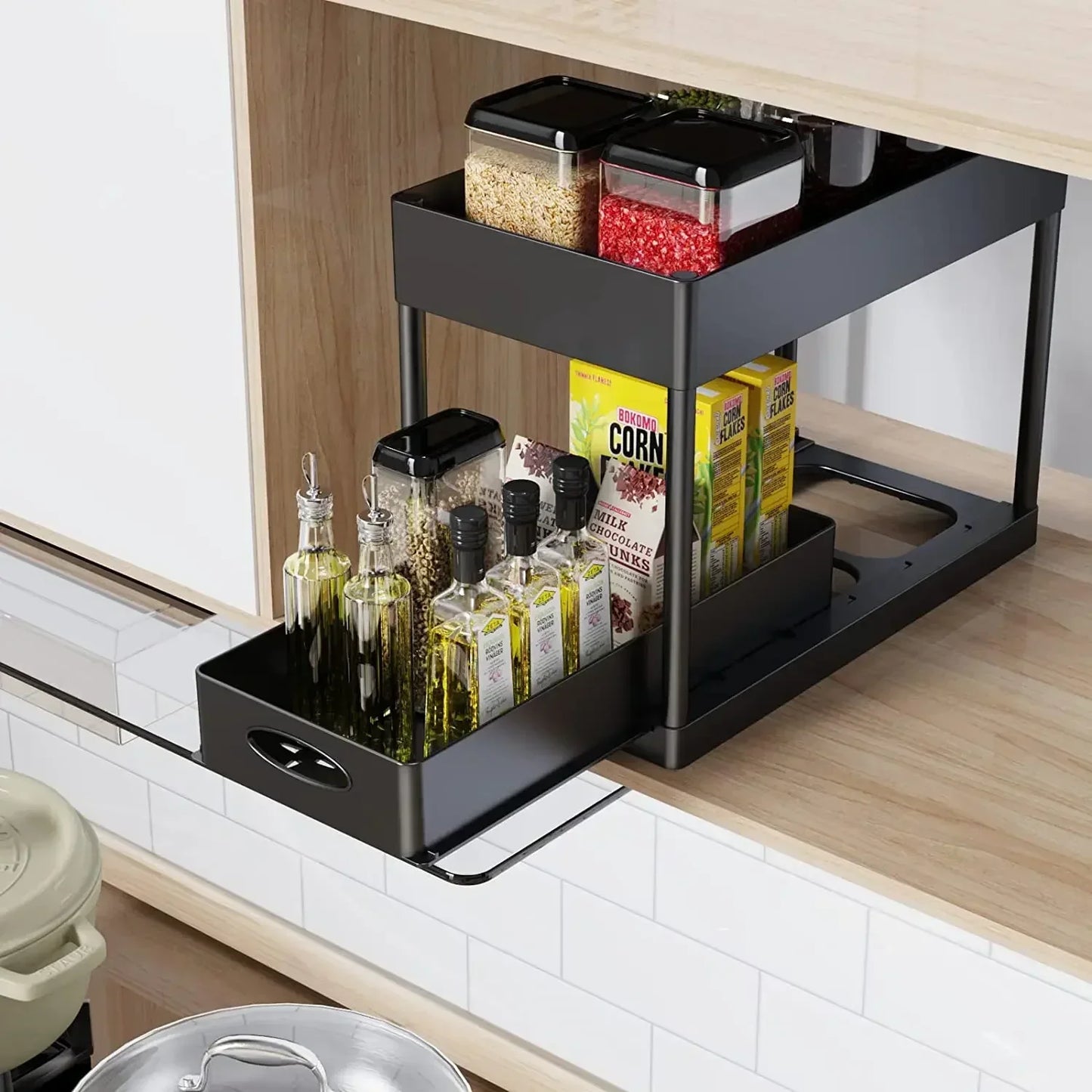 Under Sink Organizer With Sliding Drawer